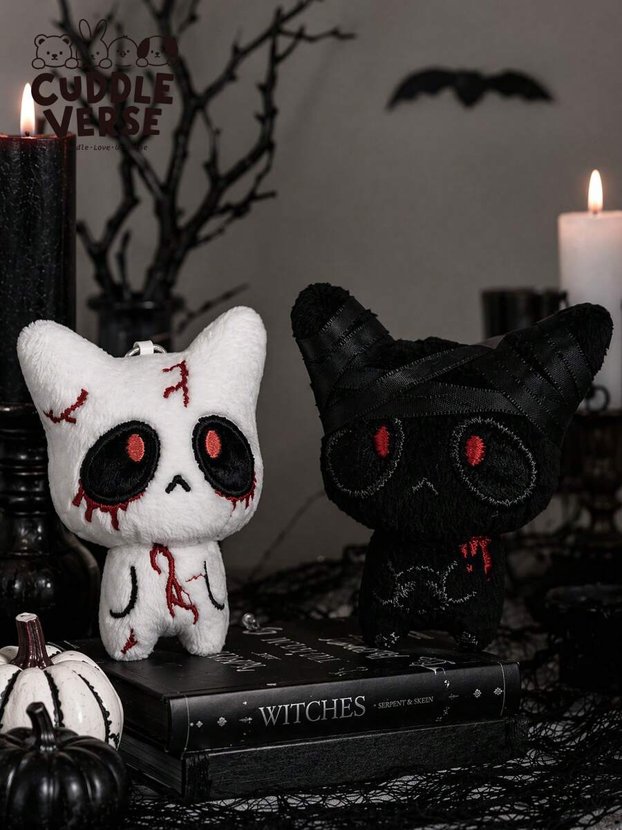 3.94-In Halloween Vampire Cat Plush Toys, Soft Gothic Ghost Plush Doll.Silicone Baby Doll Full Silicone Body Plush Anime Figure Stuffed Animal Teddy Bear Plushies Crunchy Soap Office/Room Decor Squishy Christmas/Halloween Decor Squishy Toys - Multicolor - View 1