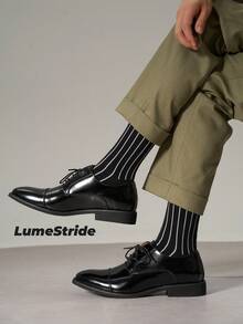 Men Crew Socks – Fashion Business Dress Socks, Everyday Versatile Comfortable Polyester Casual Socks For Men, Classic All-Match Style, Multi-Pack - Black - View 2