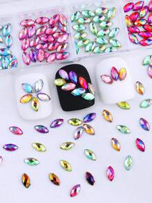 12-Grid Glitter Resin Rhinestone Crystal Beads, For Dress And Nail Art - Baby Pink - View 2