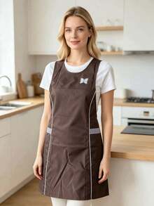 1pc Premium Kitchen Apron, Sweet Style, Workwear, Suitable For All Seasons Cooking, H-Shaped Widened Shoulder Strap Apron, Unisex, With Two Pockets, Suitable For Chefs Cooking, Gardening, Barbecue, Cafe, Painting, Baking, Hairdressing And Manicure - 1pc Blue - View 12