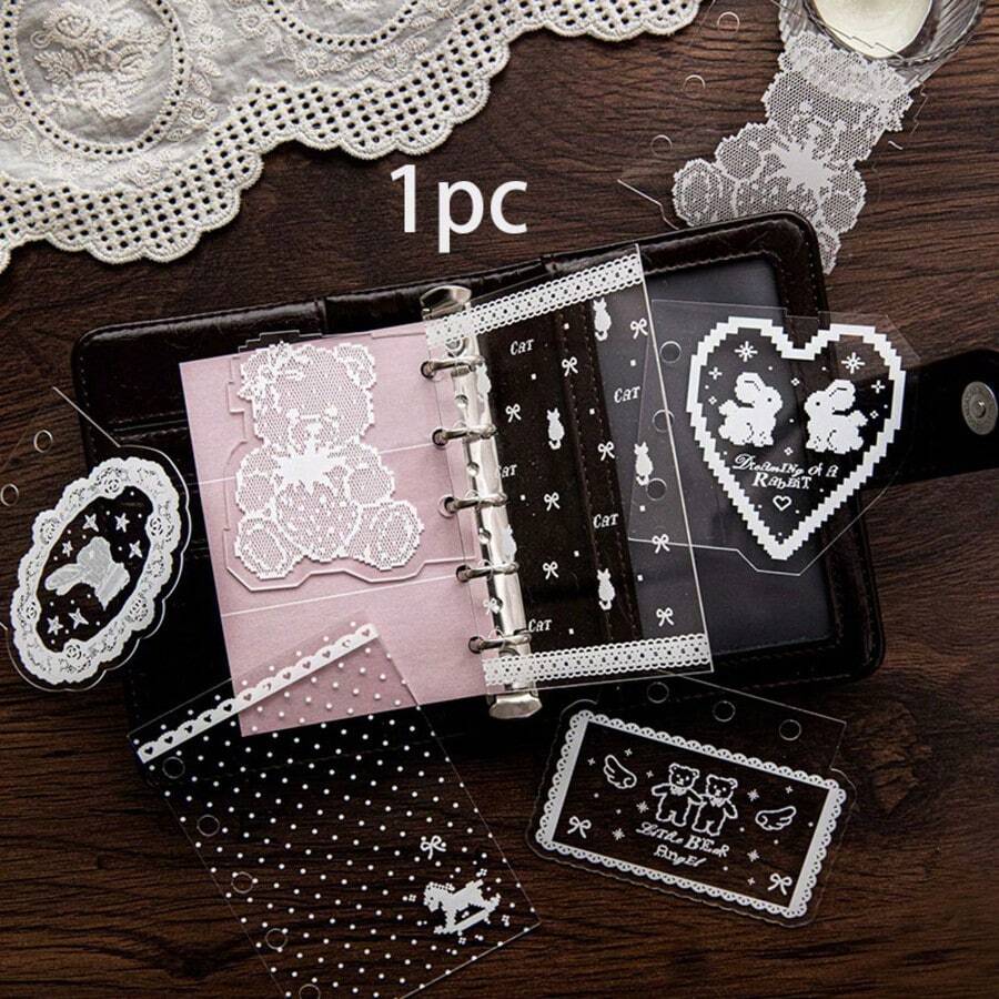 1pc Lace Acrylic Divider Page Cute Style Loose Leaf Notebook Index Page Divider Shaped Bookmark - Multicolor - View 1