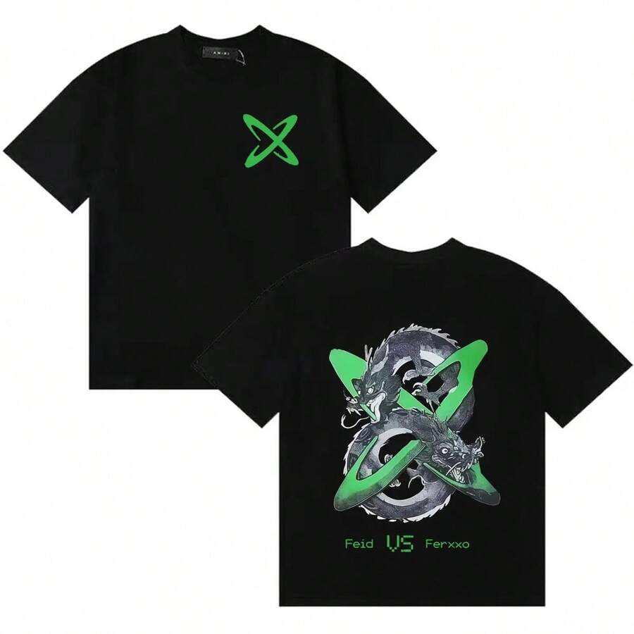Unisex Crew Neck T-Shirt From The Brand Rapper Feid Vs 2026, 90s-Inspired, Made Of Pure Comfortable - Black - View 1