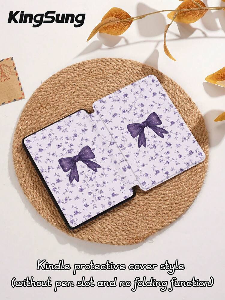 Kingsung Purple Floral Fragments And Bows Pattern Tablet Protective Case,Compatible With IPad 9.7/10.2/10.5/10.9/12.9/Pro 11, 10th Gen,Compatible With Samsung Galaxy Tab S6 Lite 10.4 Inch,Compatible With Kindle Paperwhite 12th Gen 2024,Kindle (11th Generation) 2022 Release,Soft Anti-Fall Protection,Smart Stand/Automatic Wake Up/Sleep - Multicolor - View 9