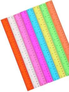 1 cái/5 cái/12 cái thước kẻ nhựa màu sắc ngẫu nhiên 30cm, thước quảng cáo, túi phẳng, cạnh vát kép, thang đo kép, thang đo độ nét cao, thước trong suốt nhiều màu - Bộ - Xem 4