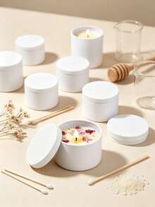 HIZTGHC 24pcs 4oz Matte White Sealed Lid Candle Jars, Blank Metal Candle Containers Bulk Set, DIY Handmade Candle Making Supplies, Wax, Fragrance, Gift Mini Storage Jars - 24 Pcs - View 4