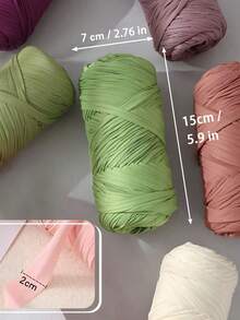 6pcs-3set Premium T-Shirt Yarn 200g/Pc High Elastic Soft Polyester Yarn, Suitable For DIY Crochet Bags, Baskets, Mats, Slippers, Dolls, Multi-Color Holiday Crochet Handmade Yarn, Multi-Functional Knitting Accessories, Large Ball Pack - Multiple Styles - View 2