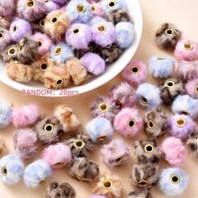 20pcs Leopard Plush Fabric Covered Large Hole Beads, Spacer Beads For DIY Phone Straps, Pen Beads, Autumn/Winter - Multicolor - View 18