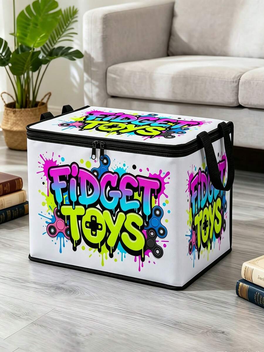 Foldable Multi-Functional Clothing Storage Box (Urban Street Graffiti Style) With Handle, Suitable For Home Closet Organization, Applicable For Travel, Moving, Camping And Underbed Storage