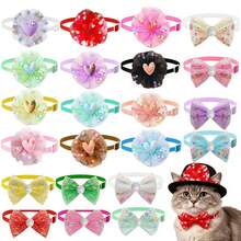 10/20Pcs Princess Pet Bow Tie Collar, Adjustable Cute Bow Neck Accessories For Small Medium Dogs & Cats, Daily Wear Dress Up Decor, Perfect Birthday Valentine Wedding Christmas Party Pet Gift - Multicolor - View 2