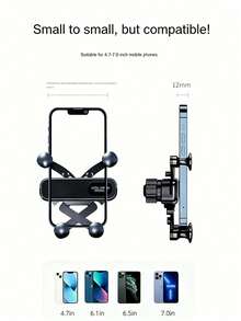 Universal Gravity Car Phone Holder, Fits Air Vent, Anti-Shake Stable Hands-Free Auto Navigation Base, With Adjustable Telescopic Arm, Waterproof ABS Phone Mount, Compatible With All Smartphones - A - View 9
