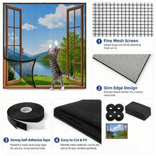 YITAPE Window Screen Curtains, Self-Adhesive Mesh Window Screen Curtains, 2 Pieces Mesh, 51 X 59 Inches, With Hooks And Adhesive Tape, Suitable For Multiple Windows. - B - View 4