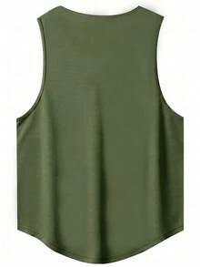 Men's Fitness Sports Casual Printed Tank Top, Summer Style - Army Green - View 2
