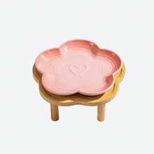 Flower Ceramic Feeding Cat Plate With Raised Bamboo Stand - 150ml - View 14