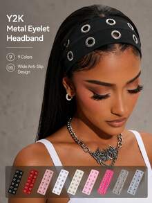 Fashion Punk Gothic Style Soft Anti-Slip Elastic Hollow Out Beach Headband, Yoga Sports Daily Casual Hair Hoop - Multiple Styles - View 2