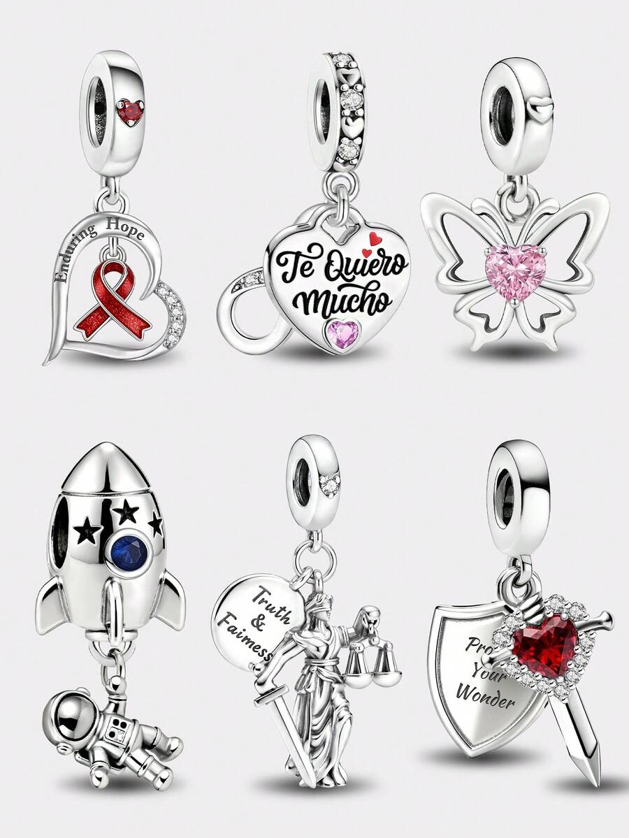 1pc Fashionable Exquisite Beaded Pendant, Suitable For Making Women's Bracelets, DIY Necklace Accessories, And Daily Wear As Accessories, Also Suitable For Girls To Wear. - Silver - View 1