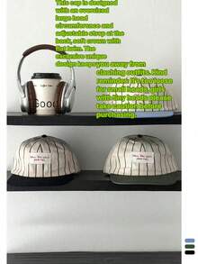 1pc Fresh Letter Patch Striped Flat Brim Peaked Cap, Spring Summer Streetwear Retro Hip Hop Baseball Hat, Big Head Friendly - Label Stripes - View 3
