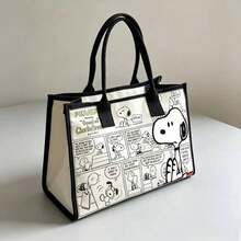1件 Snoopy 帆布托特包，適合日常使用，極簡學生背包，節日禮物，生日禮物，開學禮物 - 多色 - 查看 2