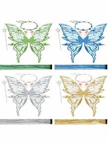Super Fairy Transparent Chiffon Butterfly Wings - Forest Theme Fairy & Elf Cosplay Props - Halloween / Birthday Party / Photo Decoration - Multicolor - View 2