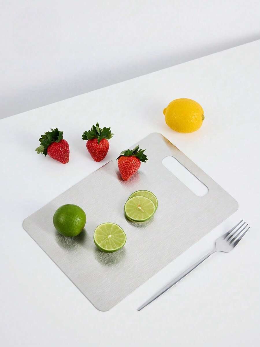 Haus Hana 1pc Stainless Steel Cutting Board, Silver Chopping Block For Kitchen