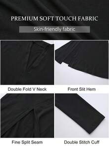 Robe longue moulante fendue pour femme BADDIE REALM, sexy pour soirée en amoureux - Noir - Voir 9