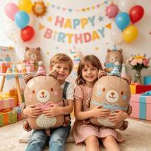 2pcs Blue & Pink Bow Bear Foil Balloons, Suitable For Birthday Party Decoration, Theme Party Setup, 1st Birthday, Photo Props - Multicolor - View 3