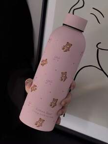 1pc Cream Teddy Bear Bow Print Handheld Ice Tumbler 304 Stainless Steel Double Wall Vacuum Insulated Cup Long-Lasting Cold & Hot Retention Large Capacity Water Cup Soft Cute INS Girl Style Portable Car Travel Cup For Students Office Workers Commuting Outdoor Fitness Home Coffee Water Cup Gift For Best Friend Girlfriend Birthday Thoughtful Practical Gift Autumn Travel Essential Christmas Gift College Must-Have Birthday - Multicolor - View 13