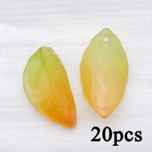 20pcs Glass Frosted Multi-Color Leaf Pendant Jewelry Making DIY Earrings Pendant Various Design Charms For Jewelry Making Bracelets Necklace - Multicolor - View 14