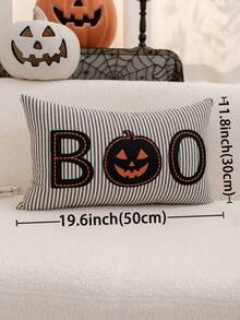 1pc Halloween BOO Embroidered Pillow Case, Halloween Pumpkin Pillow Cover, Suitable For Indoor Decoration, Halloween Decor, All-Season Pillow Case, Without Insert - Multicolor - View 4