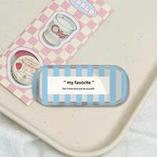 Striped Ins Style Mirror Phone Stand Back Sticker Transparent Funny Mirror New Year New Design Adhesive Polka Dot English Grid Minimalist Binge-Watching Phone Desktop Stand Foldable High Aesthetic For Women - Multicolor - View 6