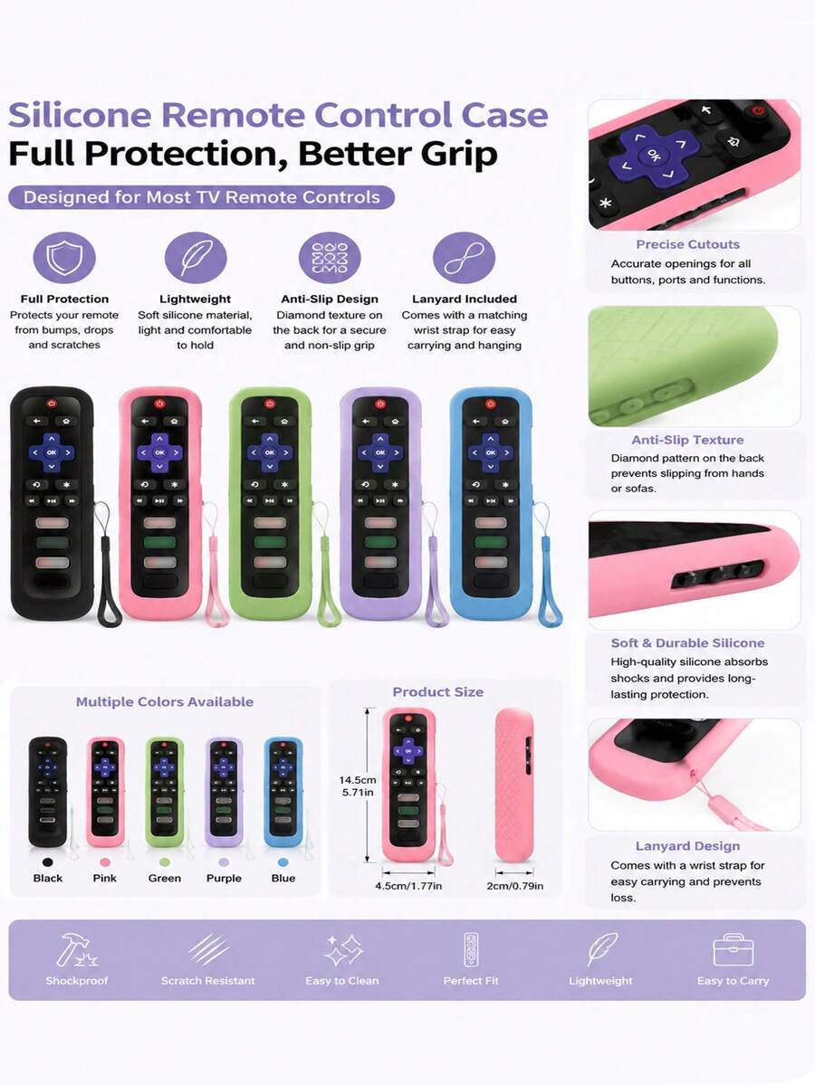 1pc Remote Control Storage Sleeve With Lanyard | Anti-Loss Design, Convenient Access For Living Room Sofa | Minimalist Non-Slip Remote Protector | Textured Surface For Enhanced Grip - With Lanyard - View 1