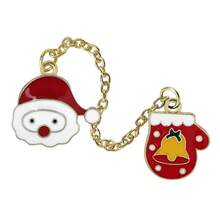 esmaltados de la serie navideña de dibujos animados, bonitos broches de muñde nieve de Papá Noel con cadena, insignia personalizada, regalos de joyería para de Navidad y Año Nuevo - Rojo - Ver 10