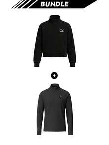 [Bundle] PUMA PATCH T7 Track Jacket DK + Slipstream Premium Cloudspun Dam 1/4 Zip Jacka Svart - Svart - Visa 1