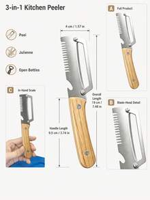 2/1pc Slicing/Peeling/Bottle Opening, Integrated Fruit & Vegetable Slicer, Potato Peeler, Onion Slicer, Beer Bottle Opener, Easy To Clean, Wooden Handle Design, Essential For Home Kitchen, Restaurant And Party - Multicolor - View 4