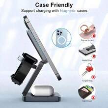 3-In-1 Foldable Portable 15W Multi-Function Wireless Charging Station, Compatible With Apple Devices - Multicolor - View 2