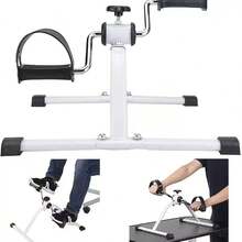 Mini Bicicleta Ergométrica Portátil Para Pernas E Braços Fisioterapia Academia Em Casa Ajustável - Branco - Visão 2
