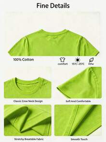 100% Cotton Geographic Inspired Dragonfly Graphic Baby T Shirt For Men And Women |  Exquisite Design |  Loose And Comfortable | Shirts Y2k - 螢光綠 - 查看 6