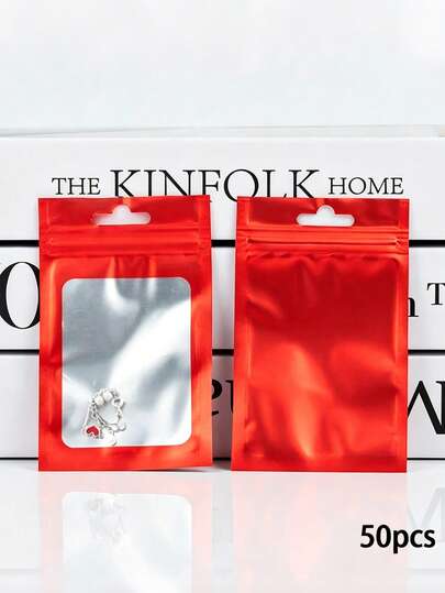 100/50/10pcs Transparent Display Bags With Hanging Hole, Self-Sealing Bags For Jewelry, Data Cables, Cosmetics, Holographic Packaging Bags