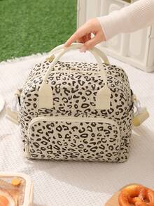 1pc Portable Cherry Pattern Corduroy Insulated Lunch Bag / Large Capacity Insulated Lunch Bag (With Adjustable Shoulder Strap) Waterproof Cold/Heat Retention Bento Bag, Suitable For Work, School, Picnic And Outdoor Camping Back To School Use - Multicolor - View 10