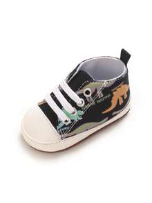 Infant Boys Cartoon Canvas Casual Sports Shoes, Soft Sole Comfortable First Walker Shoes For Newborns - Black - View 5