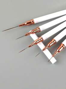 5/1pc White Metal Nail Art Brush Set (Different Lengths), Nail Polish Painting Art Design Line Brush, UV Gel Nail Art Design Brush, Professional Nail Art Tools, Suitable For Beginners, Nail Salon, Home DIY, Suitable For Women Applying Nail Polish, Fine Painting Tools, Nail Art Tools, Nail Art Brushes - White - View 6