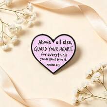 Pink Heart Bible Verse Lapel Enamel Pins And Brooches Badge Pins For Backpacks Bags Backpack Cool Decoration Friend For Gifts - Multicolor - View 9