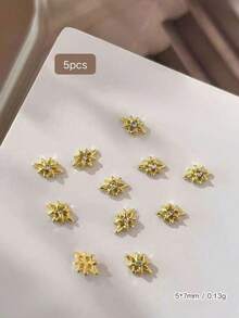5 Peças Novos Encantos de Arte de Unhas com Strass Estrela Dourado & Prata Estrela de 8 Pontas Acessórios de Unhas de Liga de Strass Vestíveis Decoração de Unhas Estilo Coreano & Japonês Qualidade de Salão de Unhas - Multicolorido - Visão 8