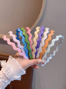 10pcs Candy Color Wavy Plastic Headbands, Solid Color Non-Slip Thin Hair Hoops, Minimalist Y2K Style Hair Accessories, Suitable For Women And Girls Daily Wear - Multicolor - View 4