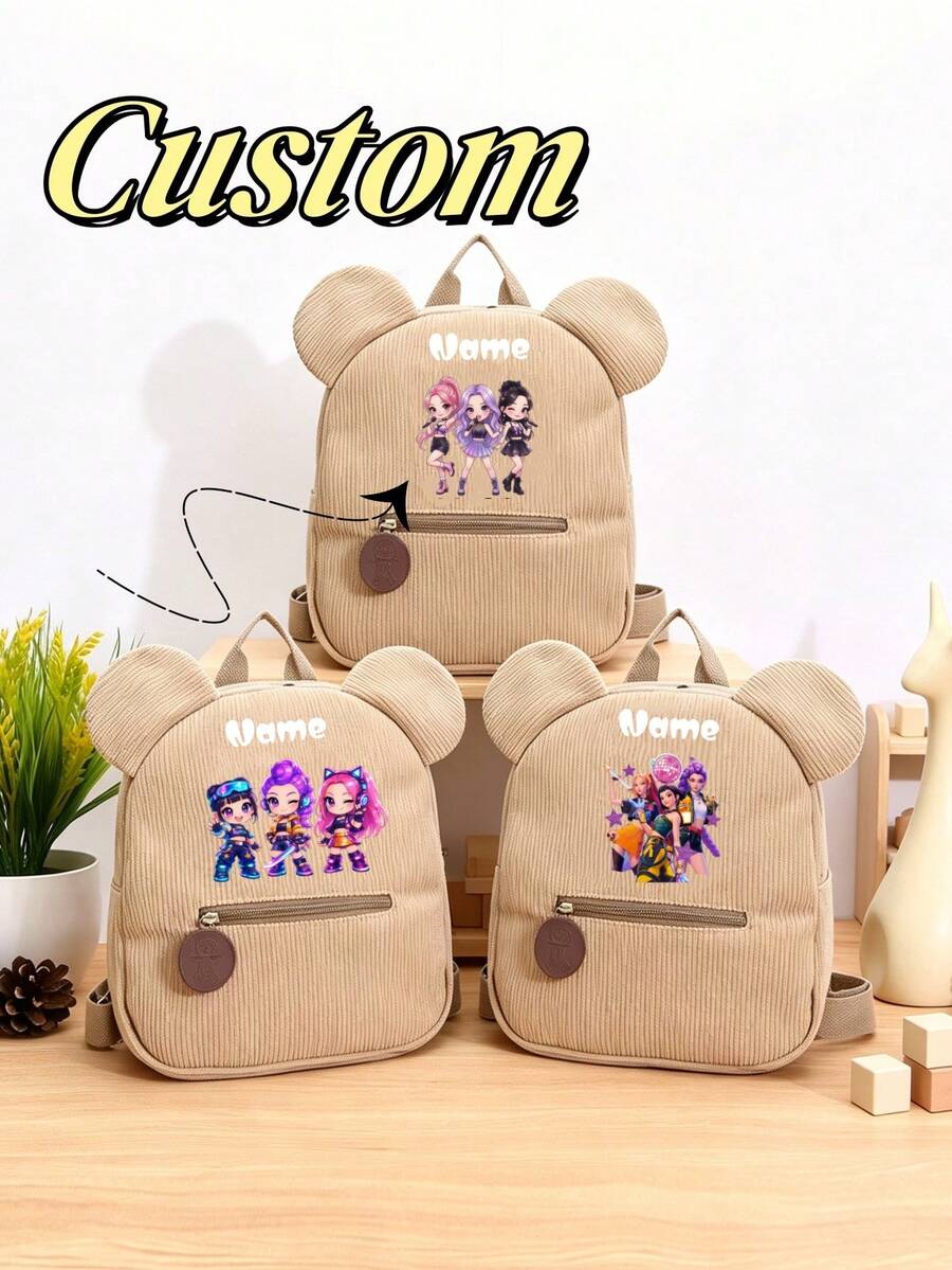 1pc Mini Back To School Personalized Customized Backpack, Casual Versatile K-POP Theme Print, Zipper Closure Nylon Material, Adjustable Shoulder Strap, Hand-Carry, Suitable For School, Shopping, Daily Outings, Outdoor Trips. Birthday Gift. - Multicolor - View 1