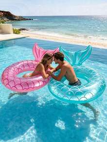 1pc Inflatable Mermaid Tail Swim Ring, Suitable For Swimming Pool, Beach, Theme Party, Inflatable Floating Device, Auxiliary Tool, Pool Raft, Water Resting Seat, Air Pump Sold Separately - Multicolor - View 4