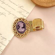 AHCRAFT 1pc Vintage Embossed Beauty Portrait Theme Universal Metal Pen Clip, European Victorian Hollow Lace Design With Spring, Simple And Portable Metal Pen Holder For Planner Notebook School Teacher Student Stationery Office Supplies - Embossed Beauty Figurine - View 6