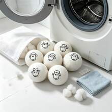 1/3/6pcs Natural Wool Dryer Balls, Reduce Static, Soften Clothes, Fabric Care, Sheep Pattern, Home Essential, Ball Pit, Laundry, Facial Cotton Balls, Cotton Balls - Standard Model - View 8