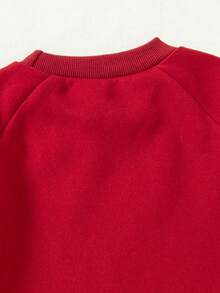 Girls' Daily Fashion Thermal Lined Sequin Red Sweatshirt Dress, Autumn/Winter - Red - View 8