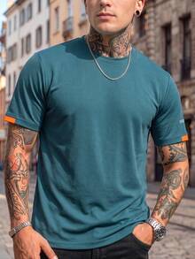 Men's Short Sleeve T-Shirt, Loose Breathable Quick-Dry Lightweight Casual Tee, Versatile For Sports, Home, Commute Summer - Navy Blue - View 2