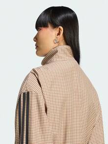 Adidas Originals Women's ORIGINALS CHECKS TRACK TOP Vintage Colorblock Striped Double Zipper Casual Jacket Plaid Top LE8307 - Brown - View 4